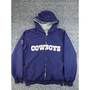 Dallas Cowboys Hooded Windbreaker Jacket Mens XL Navy Blue Full Zip NFL Football